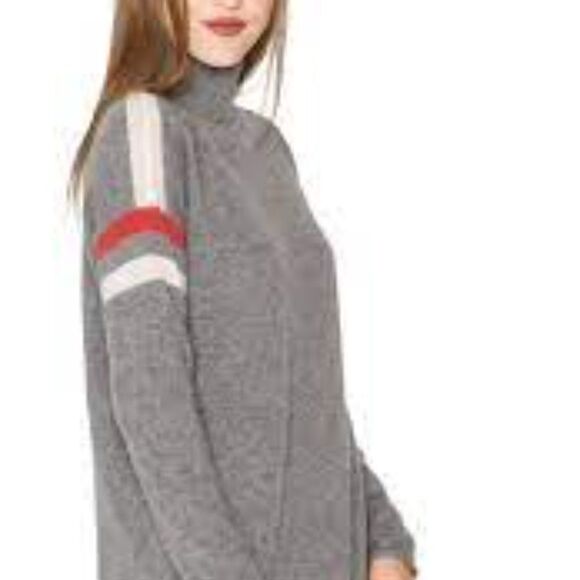 Velvet by Graham & Spencer Bonnie Stripe Cashmere Turtle Neck Sweater Sz L - Picture 3 of 9